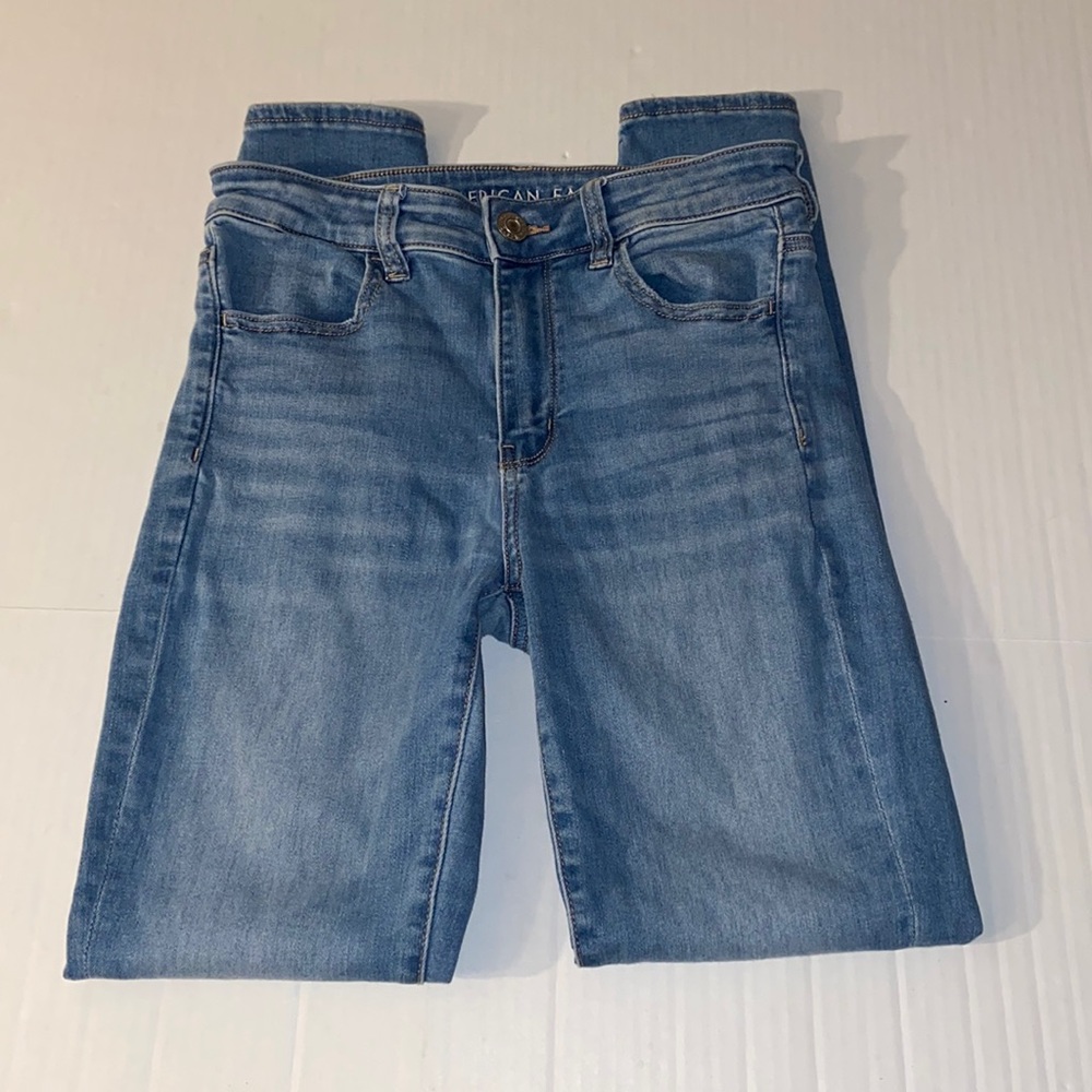 American Eagle Outfitters Size 6 Next Level Stretch Blue Jean Hi-Rise Jeggings